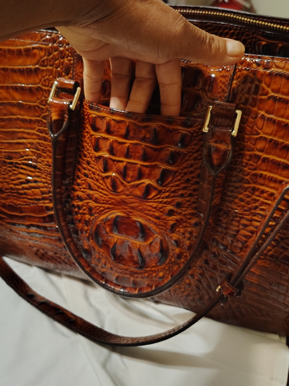 Brahmin Finley Carryall Pecan Melbourne Genuine Leather